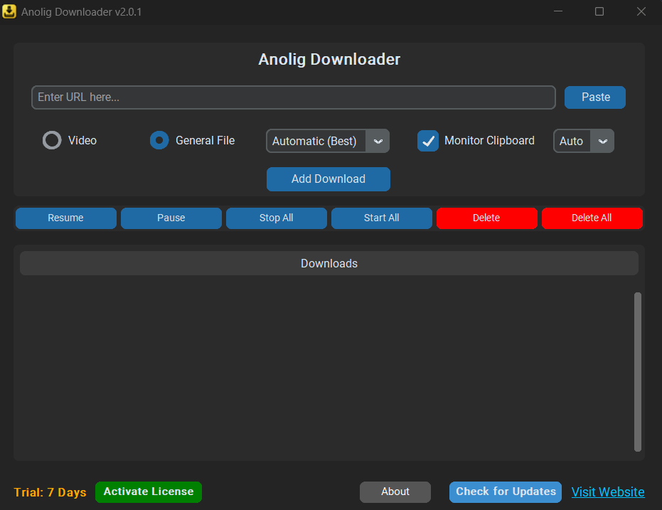 Anolig Downloader Interface